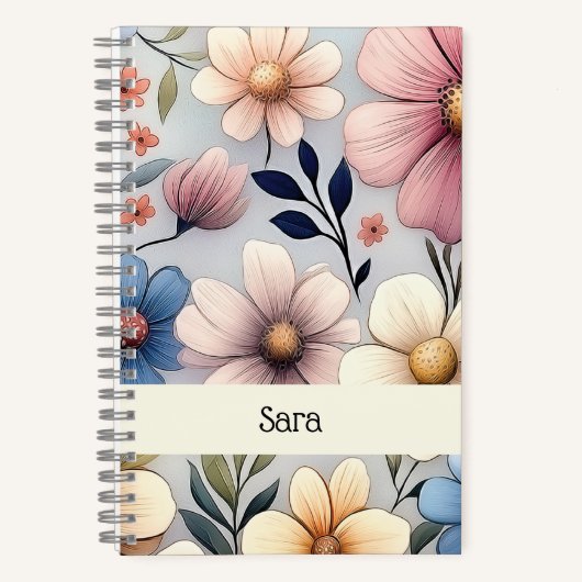 Personalized Floral Notebook Notizblock (Vorderseite)