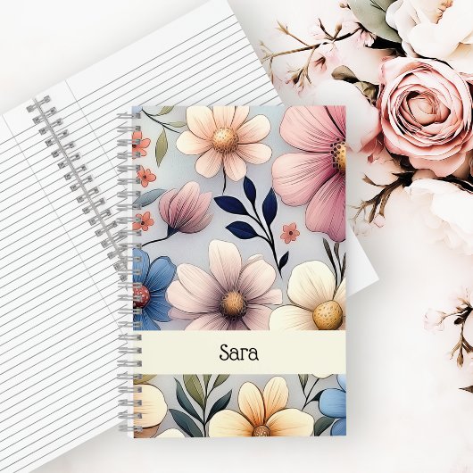 Personalized Floral Notebook Notizblock