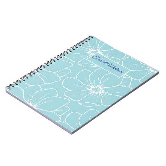 Personalized Floral Notebook with Name Notizblock (Linke Seite)