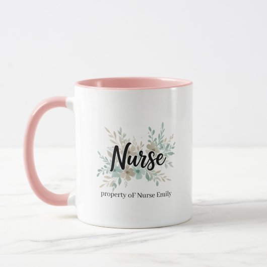 Personalized Floral Nurse Gift Tasse (Links)