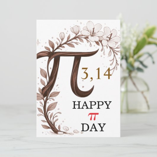 Personalized Floral Pi Day Card, Elegant Math gift (Stehend Vorderseite)