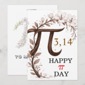 Personalized Floral Pi Day Card, Elegant Math gift (Vorne/Hinten)