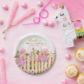 Personalized Floral Picket Fence Hydrangea Bridal  Pappteller (Party)