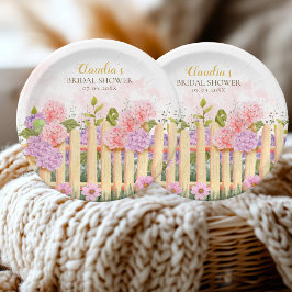 Personalized Floral Picket Fence Hydrangea Bridal  Pappteller