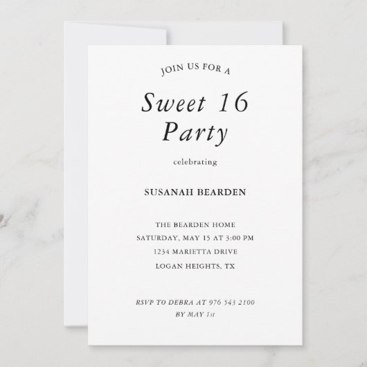 Personalized Floral Pink Sweet 16 Party Invitation Einladung (Vorderseite)