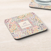 Personalized Floral & Plaid Coaster Set Getränkeuntersetzer (Linke Seite)