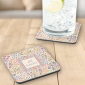 Personalized Floral & Plaid Coaster Set Getränkeuntersetzer