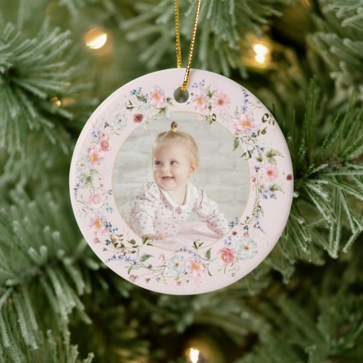Personalized Floral Pretty Nanna Keramik Ornament (Baum)