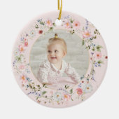 Personalized Floral Pretty Nanna Keramik Ornament (Vorne)