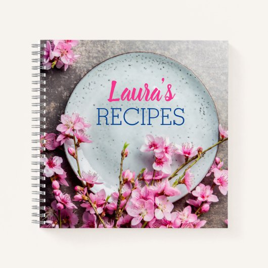 Personalized Floral Recipe Notebook – Custom Name Notizblock (Vorderseite)