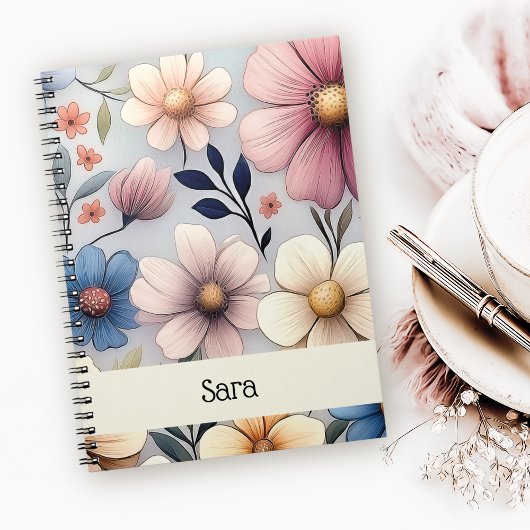 Personalized Floral Spiral Notebook Notizblock