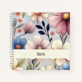 Personalized Floral Square College Ruled Notebook Notizblock (Vorderseite)