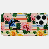Personalized Floral Stripe Monogram Case-Mate iPhone Hülle (Rückseite (Horizontal))