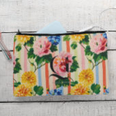 Personalized Floral Stripe Monogram Zubehörtasche