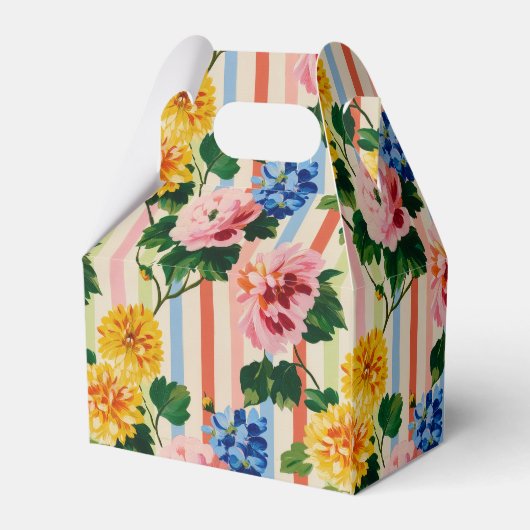 Personalized Floral Stripe Wedding Geschenkschachtel (Rückseite)