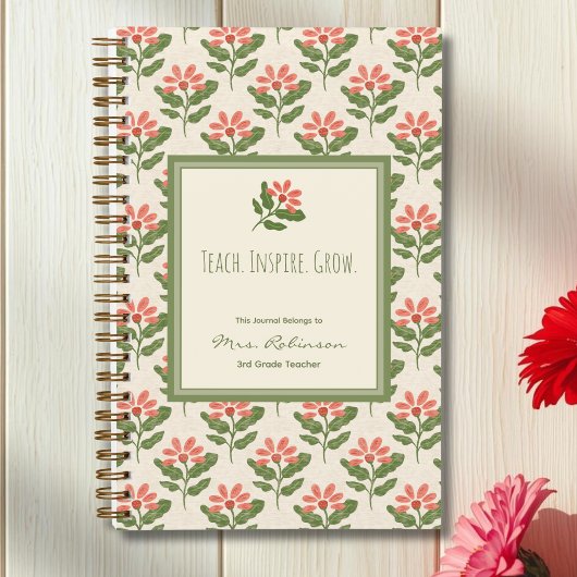 Personalized Floral Teacher Appreciation Journal  Notizblock