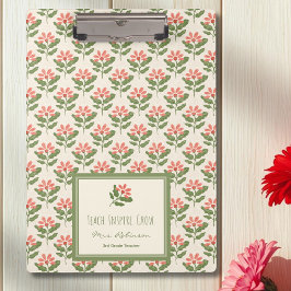 Personalized Floral Teacher Clipboard Klemmbrett