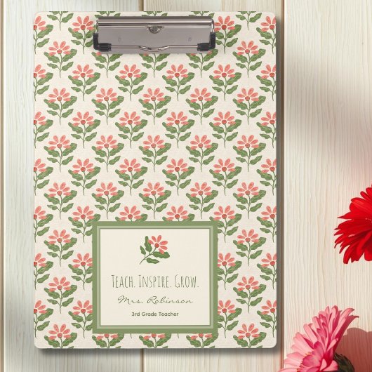 Personalized Floral Teacher Clipboard Klemmbrett
