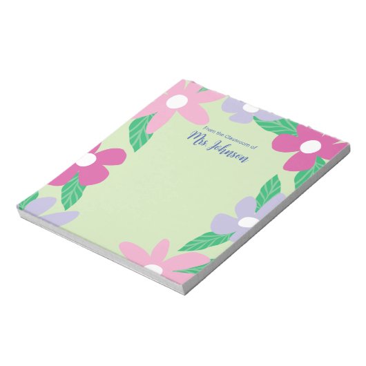 Personalized Floral Teacher Notizblock (Rotiert)
