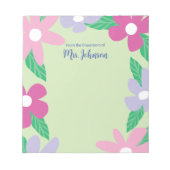 Personalized Floral Teacher Notizblock (Vorderseite)