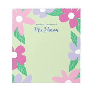 Personalized Floral Teacher Notizblock