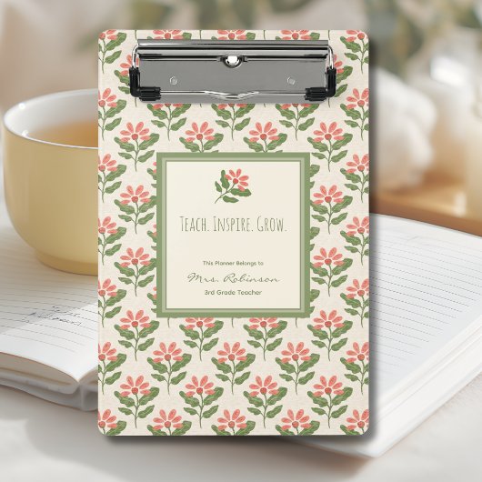 Personalized Floral Teacher Planner Mini Klemmbrett