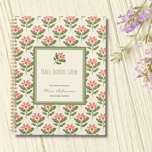 Personalized Floral Teacher Planner Planer