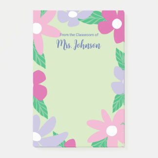 Personalized Floral Teacher Post-it Klebezettel