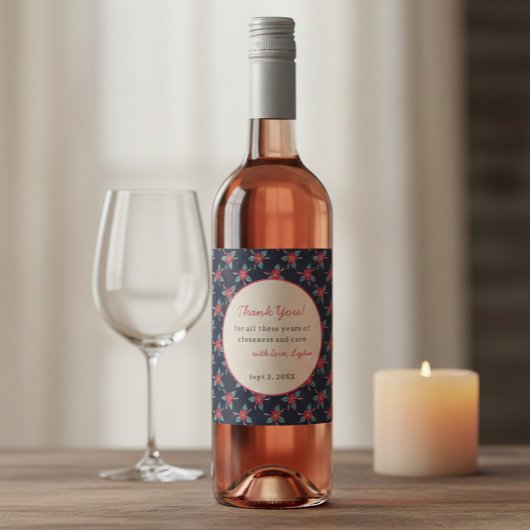 Personalized Floral Thank You Wine Label Weinetikett