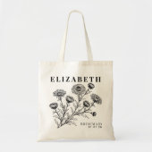 Personalized Floral Tote Bag for Bridesmaid Gift Tragetasche (Vorne)