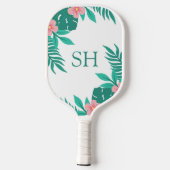 Personalized Floral Tropical Design Custom Initial Pickleball Schläger (Rückseite)
