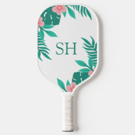 Personalized Floral Tropical Design Custom Initial Pickleball Schläger