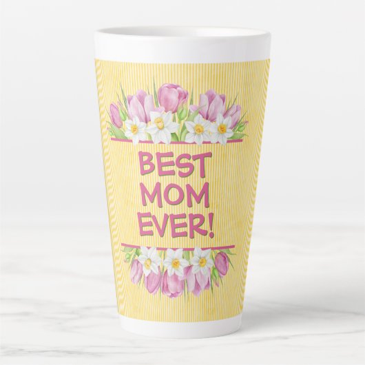 Personalized Floral Tulip and Daffodil Milchtasse (Vorderseite)