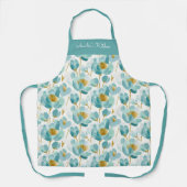 Personalized Floral Watercolor Aqua Gold Schürze (Vorderseite)