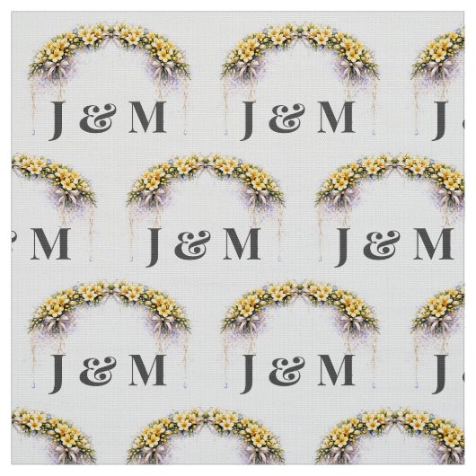 Personalized Floral Wedding Fabric with Monogram Stoff (Muster)