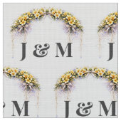 Personalized Floral Wedding Fabric with Monogram Stoff (Nahaufnahme)
