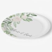 Personalized Floral Wedding Shower Plate Pappteller (Schrägansicht)