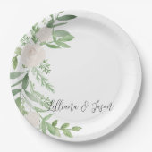Personalized Floral Wedding Shower Plate Pappteller (Vorderseite)