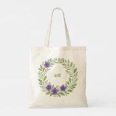 Personalized Floral Wreath Tote Bag – Custom Name Tragetasche (Rückseite)