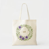 Personalized Floral Wreath Tote Bag – Custom Name Tragetasche (Vorne)