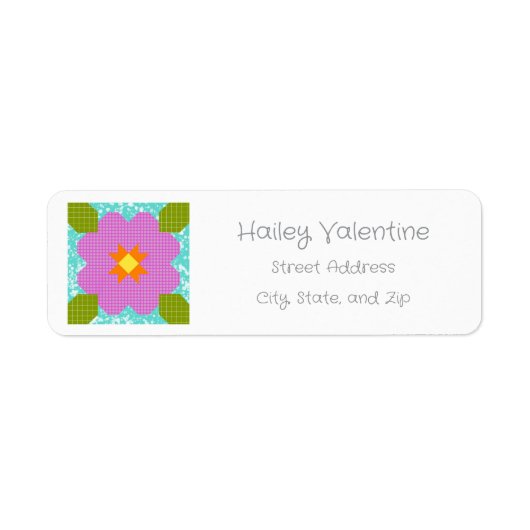 Personalized Flower Quilt Block Return Address (Vorne)