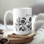 Personalized Foliage Autumn Flowers Black Kaffeetasse