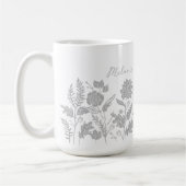 Personalized Foliage Autumn Flowers Grey Kaffeetasse (Links)