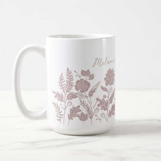 Personalized Foliage Autumn Flowers Pink Kaffeetasse (Links)