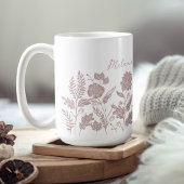 Personalized Foliage Autumn Flowers Pink Kaffeetasse