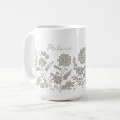 Personalized Foliage Autumn Flowers Sage Green Kaffeetasse (Vorderseite Links)