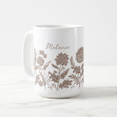 Personalized Foliage Autumn Flowers Taupe Kaffeetasse (Vorderseite Links)