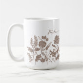 Personalized Foliage Autumn Flowers Taupe Kaffeetasse (Links)
