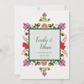 Personalized Folk Floral Wedding & Back Design Einladung (Vorderseite)