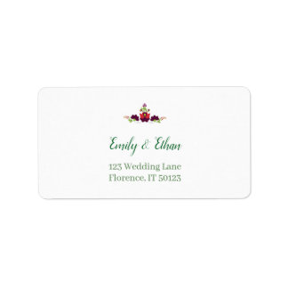 Personalized Folk Floral Wedding Greenery Design Adressaufkleber